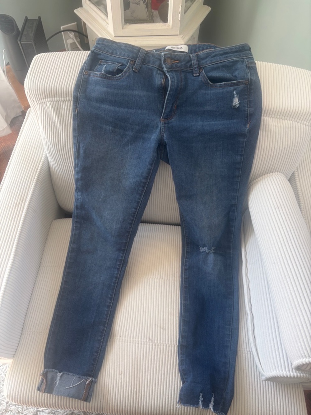 Sonoma Mid Blue Skinny Jeans with Distressed Details